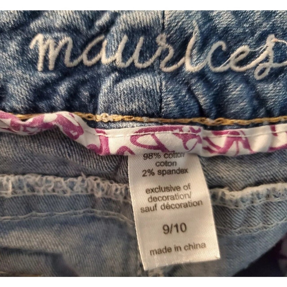 Maurices Shorts Size 9/10 Blue Distressed Summer Button Zipper - Picture 5 of 6